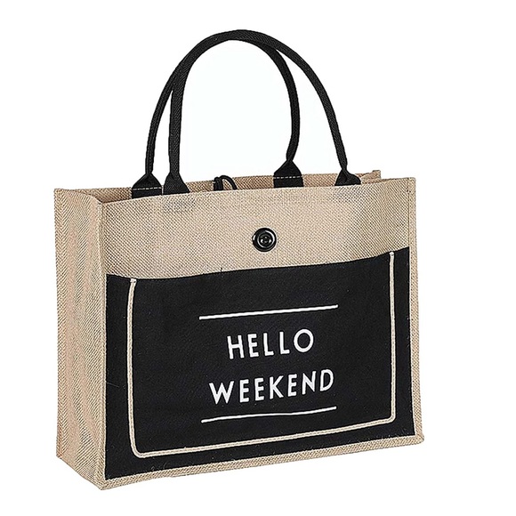 Handbags - Hello Weekend Large Jute Tote Bag